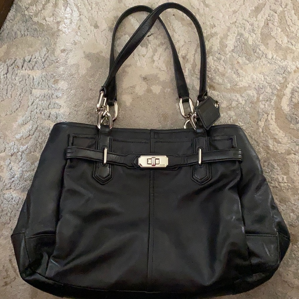 Coach black leather Jayden East West carryall tote